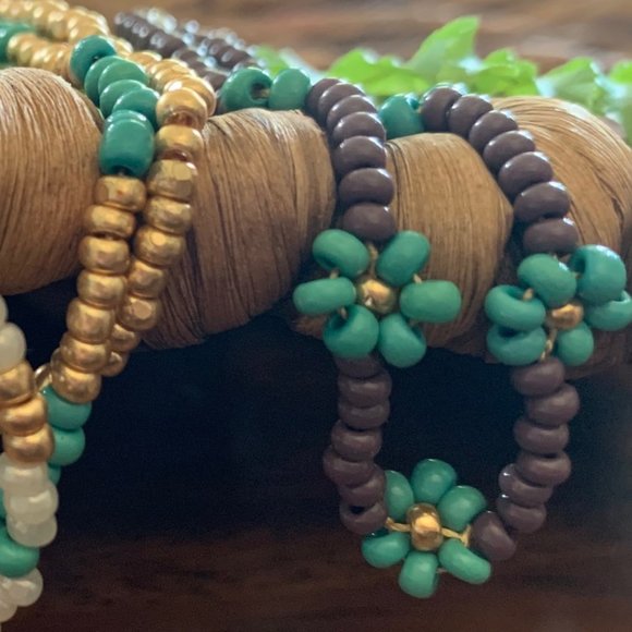 Boho Happy Daisy Bracelet -  Brown+Turquoise - Picture 3 of 4